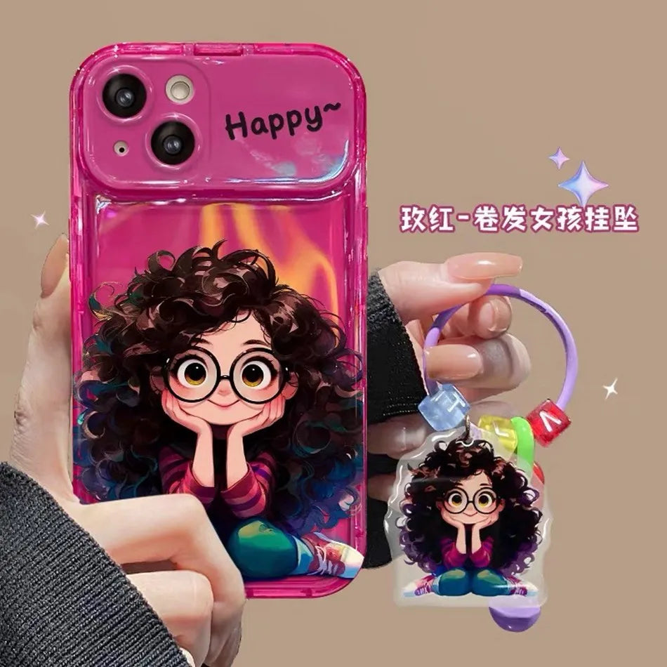 Cute Girl Case with Keychain